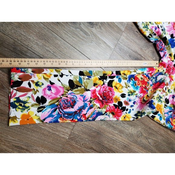 up! Floral Multicolor Stretch Women's 12 Dress Pants Tapered High Rise - Picture 6 of 12